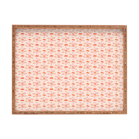 retrografika All hat no cattle in pink Rectangular Tray