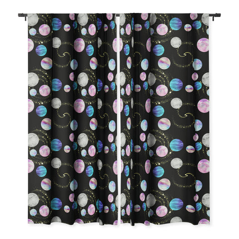 retrografika Outer Space Planets Galaxies Blackout Window Curtain