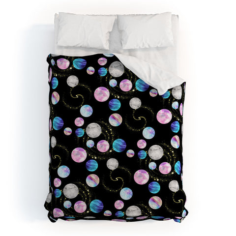 retrografika Outer Space Planets Galaxies Duvet Cover