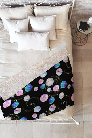 retrografika Outer Space Planets Galaxies Fleece Throw Blanket