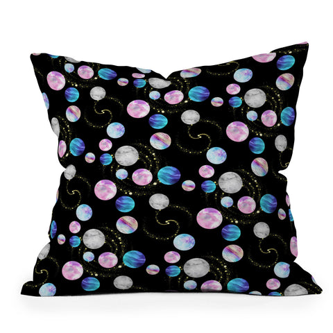 retrografika Outer Space Planets Galaxies Outdoor Throw Pillow