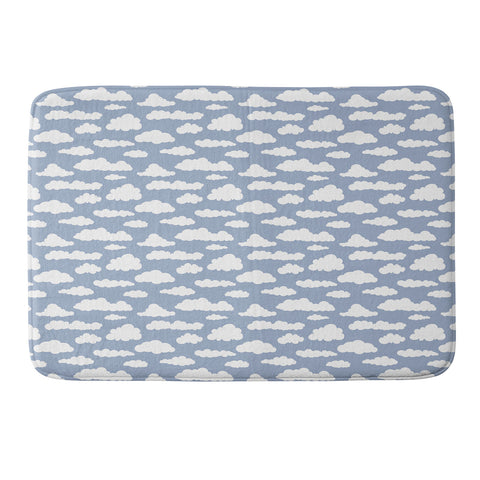 retrografika Sunny Summer Sky White Cartoon Memory Foam Bath Mat