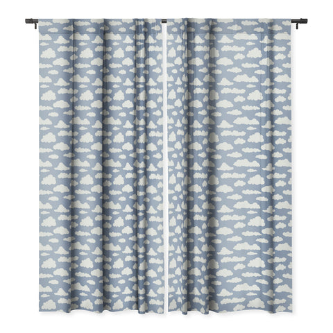 retrografika Sunny Summer Sky White Cartoon Blackout Window Curtain