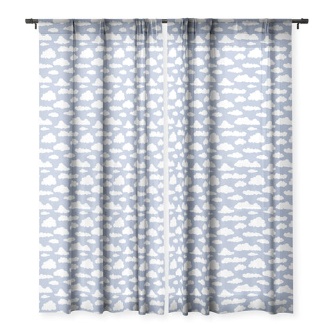 retrografika Sunny Summer Sky White Cartoon Sheer Window Curtain