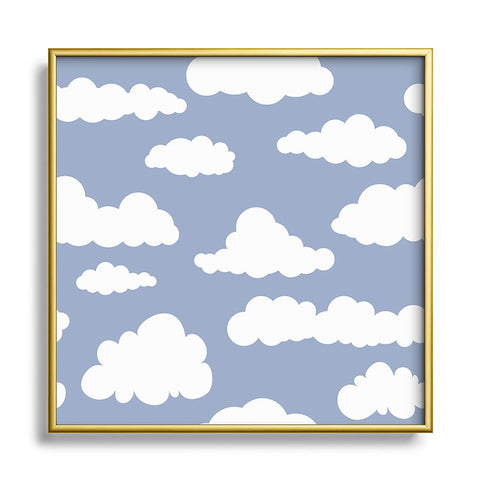retrografika Sunny Summer Sky White Cartoon Square Metal Framed Art Print