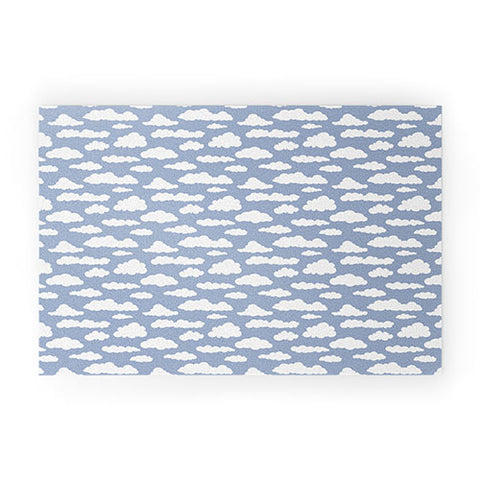 retrografika Sunny Summer Sky White Cartoon Welcome Mat