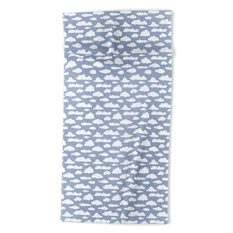 retrografika Sunny Summer Sky White Cartoon Beach Towel