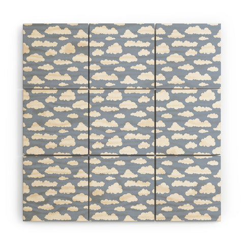 retrografika Sunny Summer Sky White Cartoon Wood Wall Mural