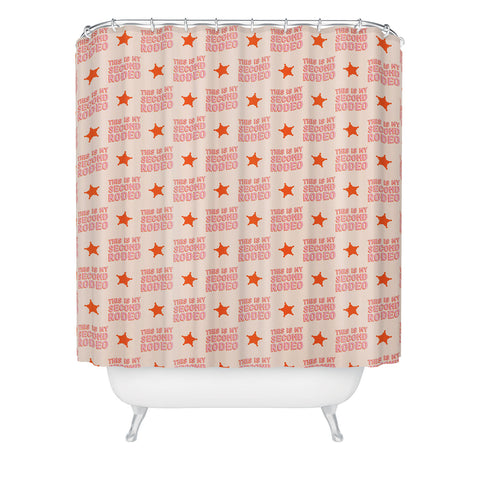 retrografika This is My Second Rodeo pink Shower Curtain