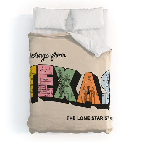 Rhianna Marie Chan Greetings From Texas Duvet Cover