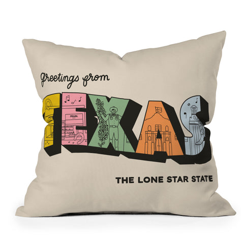 Rhianna Marie Chan Greetings From Texas Throw Pillow