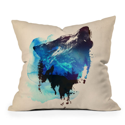 Robert Farkas Alone As A Wolf Outdoor Throw Pillow