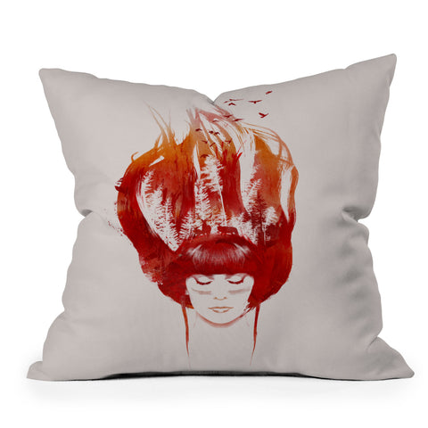 Robert Farkas Burning Forest Outdoor Throw Pillow