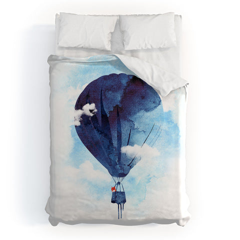 Robert Farkas Bye bye balloon Duvet Cover
