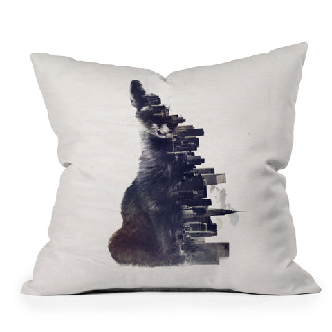 Robert Farkas Fox from the city Outdoor Throw Pillow