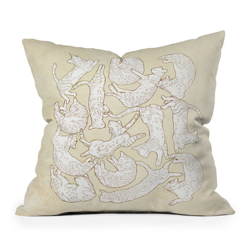 Robert Farkas Sleeping Cats Outdoor Throw Pillow