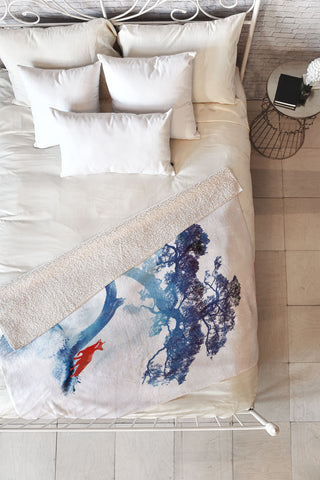 Robert Farkas The last apple tree Fleece Throw Blanket