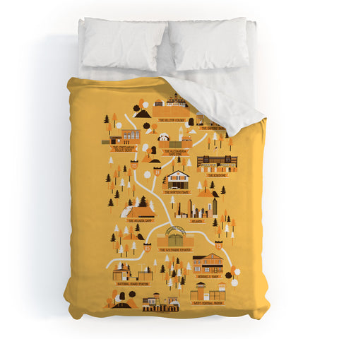 Robert Farkas The Walking Dead Map Duvet Cover