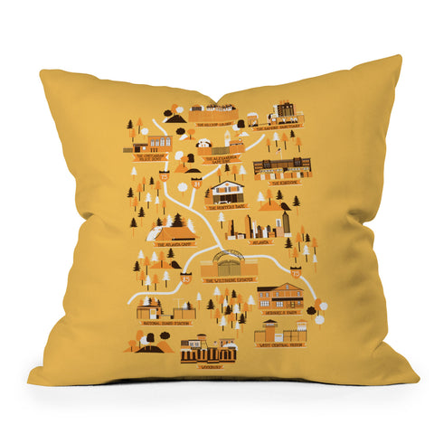 Robert Farkas The Walking Dead Map Outdoor Throw Pillow