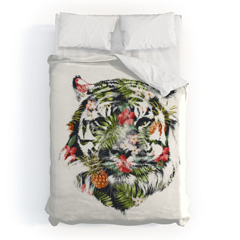 Robert Farkas Tropical tiger Duvet Cover