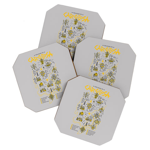 Robert Farkas True detective map Welcome to Carcosa Coaster Set