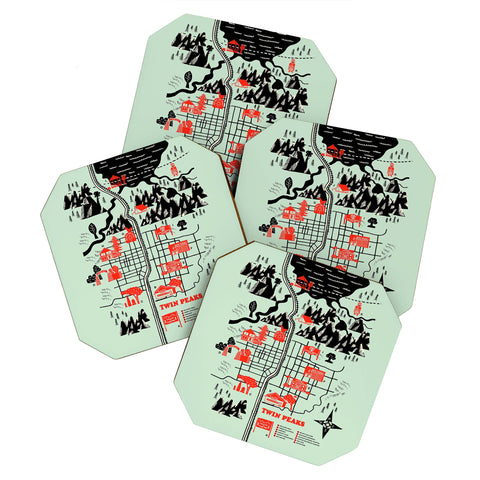 Robert Farkas Twin Peaks Map Coaster Set