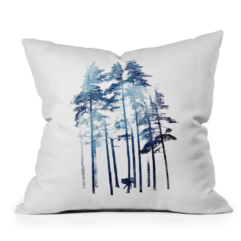 Robert Farkas Winter wolf Outdoor Throw Pillow