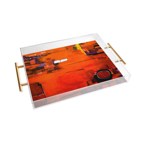 Robin Faye Gates Abstract Orange 1 Acrylic Tray