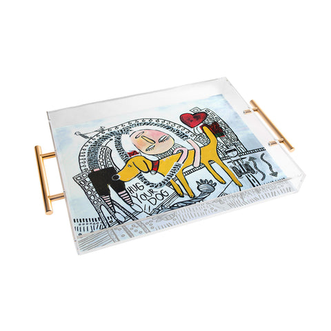 Robin Faye Gates Hug Your Dog Acrylic Tray
