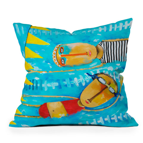 Robin Faye Gates Swimming Is Hard Outdoor Throw Pillow