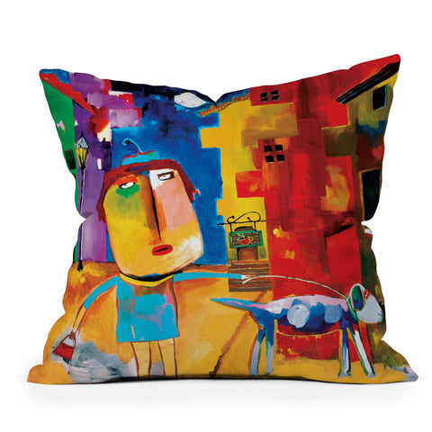 Robin Faye Gates Sylvia Needs Eggs Outdoor Throw Pillow