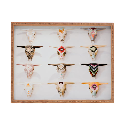 Romana Lilic  / LA76 Photography Bull Skulls Mexican Folk Art Rectangular Tray