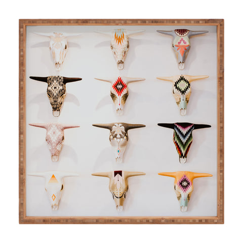 Romana Lilic  / LA76 Photography Bull Skulls Mexican Folk Art Square Tray