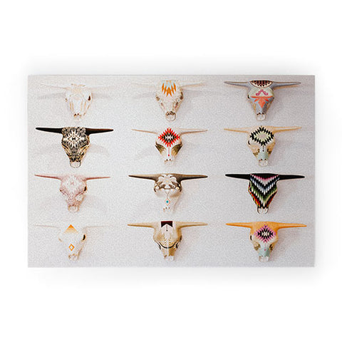 Romana Lilic  / LA76 Photography Bull Skulls Mexican Folk Art Welcome Mat