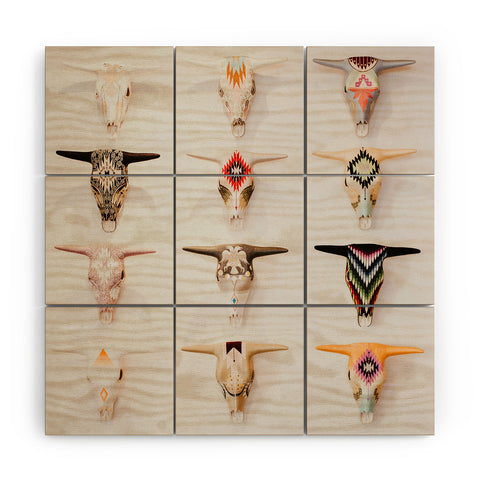 Romana Lilic  / LA76 Photography Bull Skulls Mexican Folk Art Wood Wall Mural