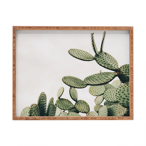 Romana Lilic  / LA76 Photography Cactus on blue sky Rectangular Tray