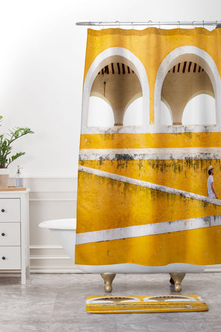 Romana Lilic  / LA76 Photography Colonial Mexico Izamal in Yellow Shower Curtain And Mat