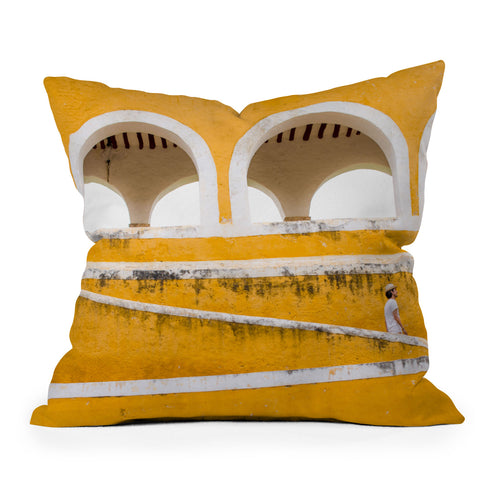 Romana Lilic  / LA76 Photography Colonial Mexico Izamal in Yellow Outdoor Throw Pillow