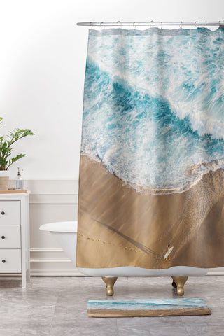 Romana Lilic  / LA76 Photography The Surfer and The Ocean Shower Curtain And Mat