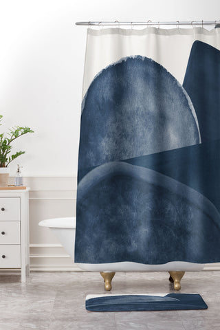 Rose Beck Blue Landscape I Shower Curtain And Mat