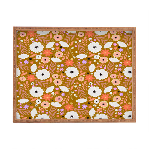 RosebudStudio Autumn flower fields Rectangular Tray