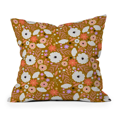 RosebudStudio Autumn flower fields Outdoor Throw Pillow