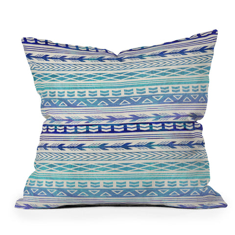 RosebudStudio boho blue pattern Outdoor Throw Pillow