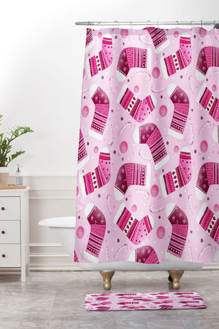 RosebudStudio Colorful stockings Shower Curtain And Mat