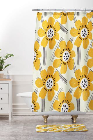 RosebudStudio Daisy Dance Shower Curtain And Mat