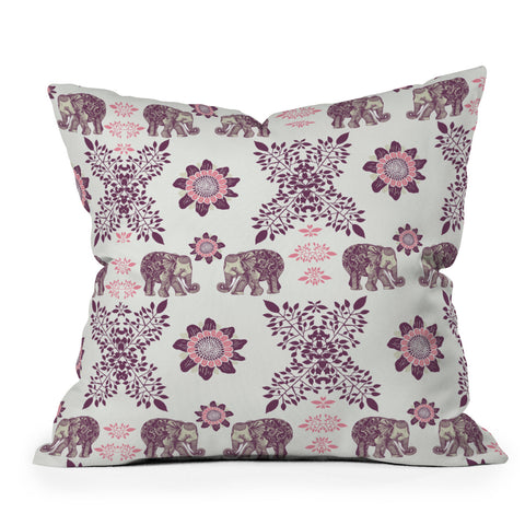 RosebudStudio Elephants Pattern Outdoor Throw Pillow