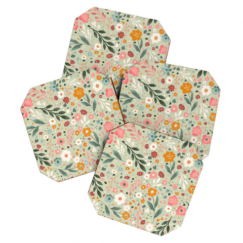 RosebudStudio Floral blossom Coaster Set