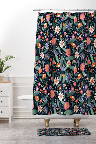 RosebudStudio Floral Daffodils Shower Curtain And Mat