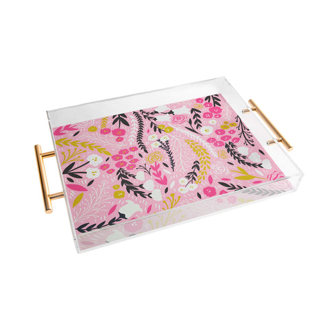 RosebudStudio Floral days are good Acrylic Tray