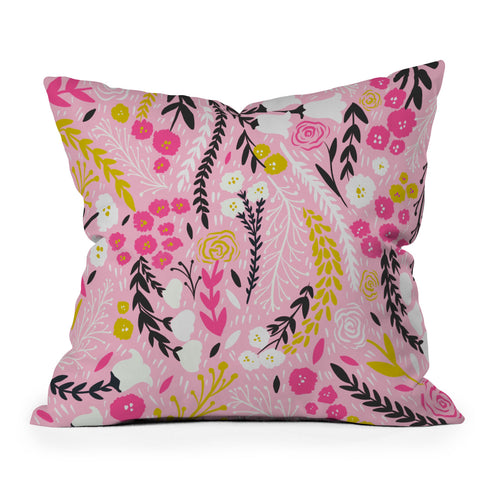 RosebudStudio Floral days are good Outdoor Throw Pillow